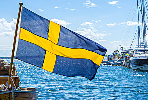 瑞典,旗帜,海上