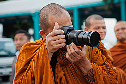 僧侣,照相,相机,曼谷,泰国