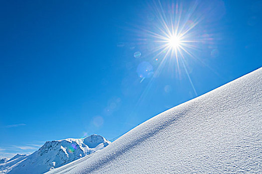 积雪,山坡,太阳,发光,悉特图克斯,奥地利