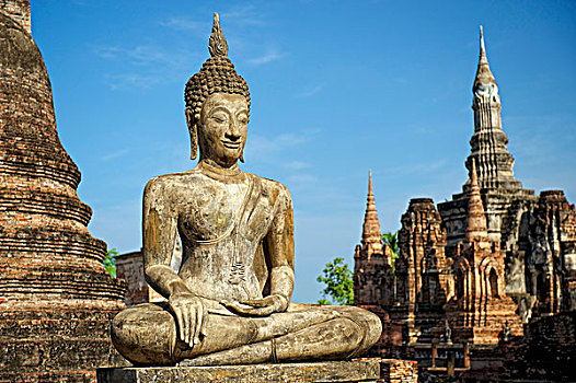 佛像,玛哈泰寺,公园,素可泰,泰国,亚洲