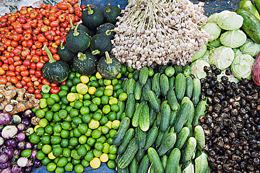 蔬菜,早晨,市场,琅勃拉邦,老挝,印度支那,亚洲
