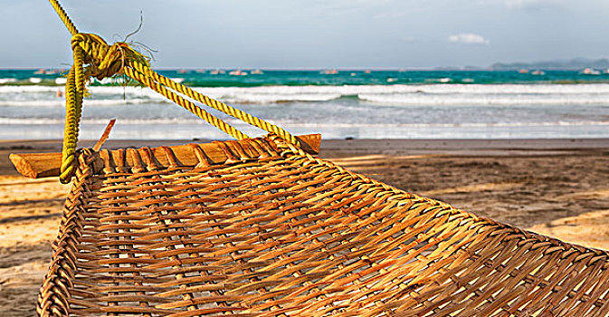 菲律宾,风景,吊床,靠近,海滩,天空,概念,放松
