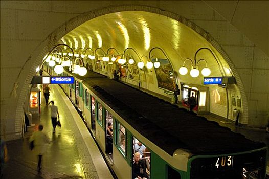 大,地铁站,站台,巴黎,法兰西岛,法国