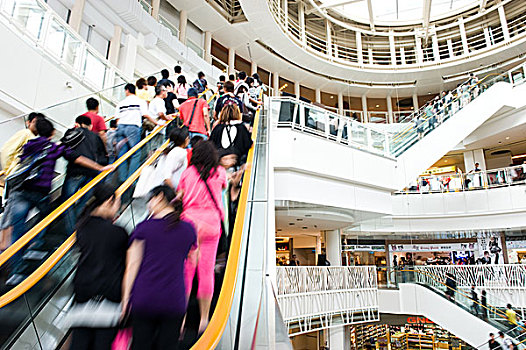 人,动态,扶梯,现代,购物中心