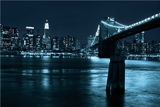曼哈顿,布鲁克林大桥,夜晚