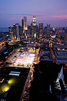 新加坡,天际线,夜晚,巴东,中间,国庆