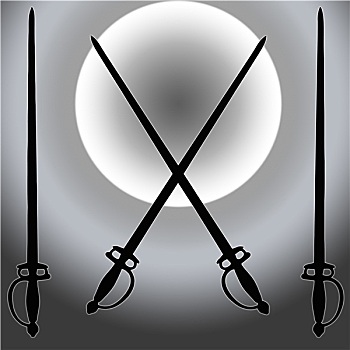 盾徽,太阳,剑,剪影