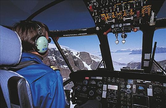 驾驶室,直升飞机,飞行员,控制板,格陵兰,北极