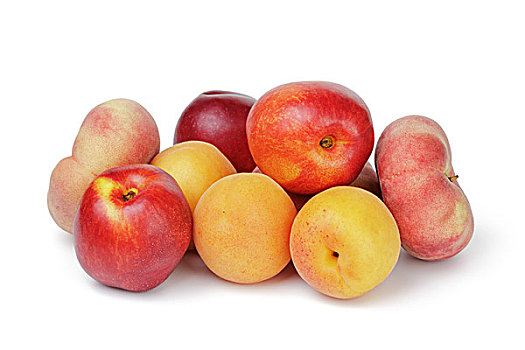 成熟,水果,桃,杏子,油桃,隔绝,白色背景,背景