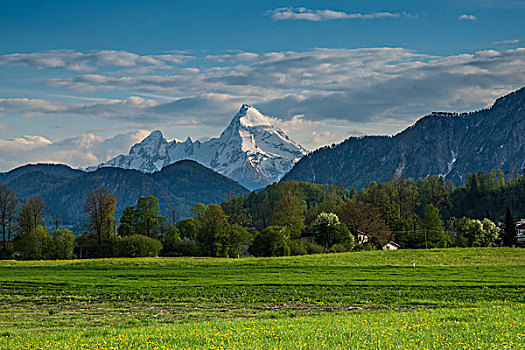 瓦茨曼山,风景,萨尔茨堡,萨尔茨堡州,奥地利,欧洲
