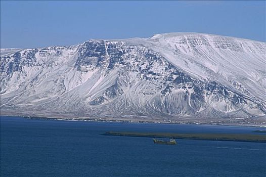 冰岛,积雪,攀升,货船,声音