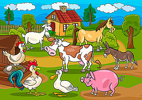 家畜,自然,卡通,插画