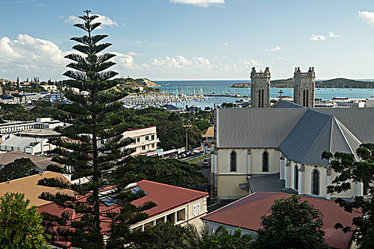 风景,港口,大教堂,努美阿,格朗德特尔,新喀里多尼亚,大洋洲