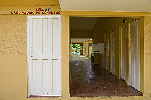 学校,走廊,多米尼加共和国,西印度群岛,加勒比海