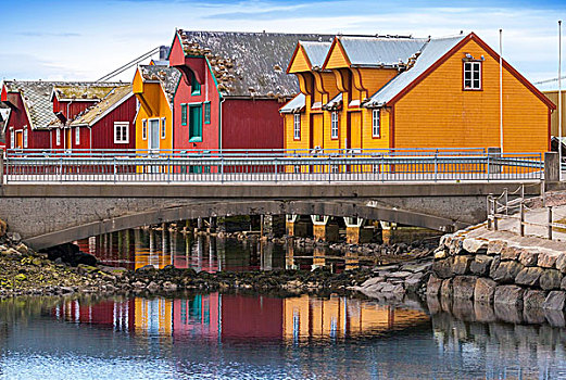 挪威,乡村,彩色,木屋,海岸