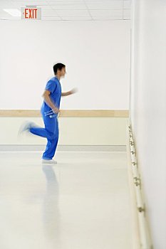 医生,跑,医院,走廊