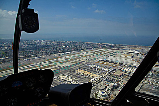 洛杉矶,直升飞机,俯视,国际机场,航拍