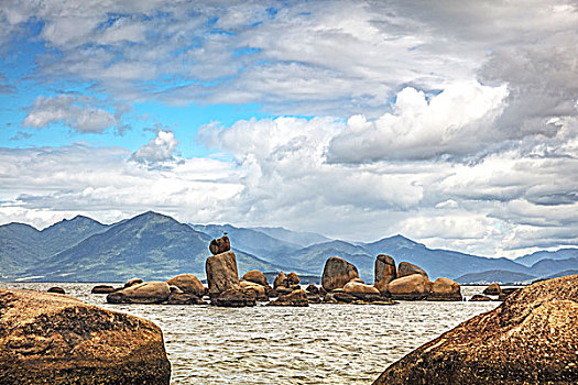 石头,海洋,山,巴西