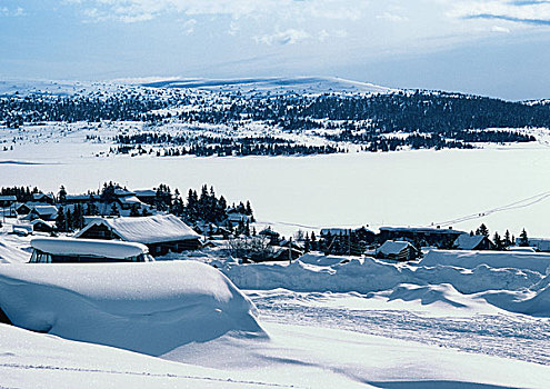 芬兰,积雪,小屋,风景