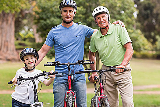 高兴,家庭,自行车,公园