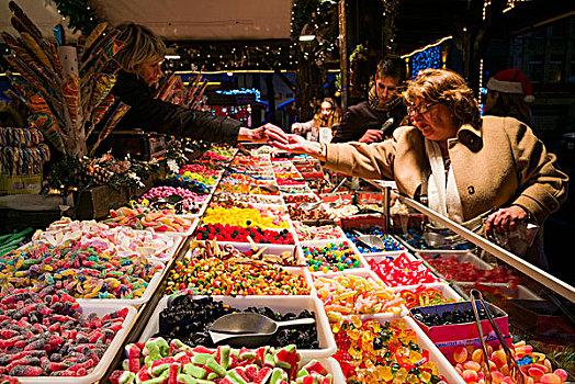比利时,布鲁塞尔,地点,圣诞市场,糖果店