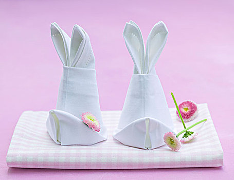 餐巾,折叠,兔子,花,头部
