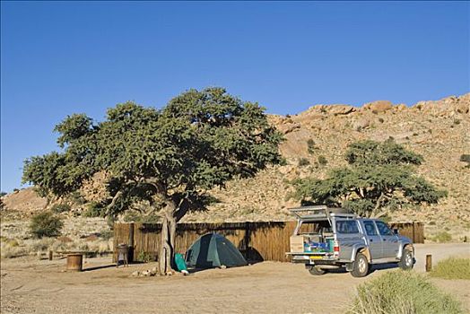 露营,地面,远景,住宿,纳米比亚,非洲