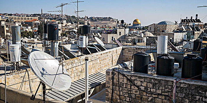风景,老城,圆顶清真寺,背景,耶路撒冷,以色列