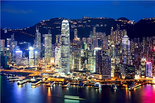 香港,城市,晚间