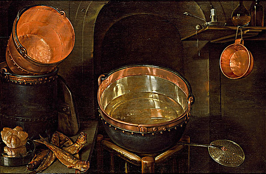静物,厨具,早,17世纪,艺术家