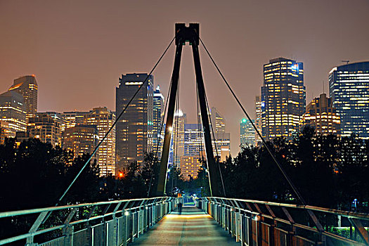 步行桥,市区,摩天大楼,卡尔加里,加拿大