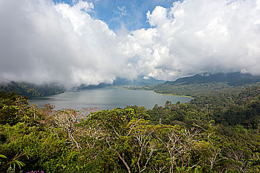 火山,湖,巴图尔,布拉坦湖,巴厘岛,印度尼西亚,亚洲