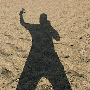 影子,一个人,沙滩,维尼亚德尔马,智利