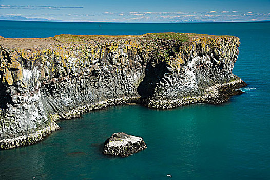 玄武岩,柱子,悬崖,海岸,靠近,湾,半岛,斯奈山半岛,冰岛,欧洲