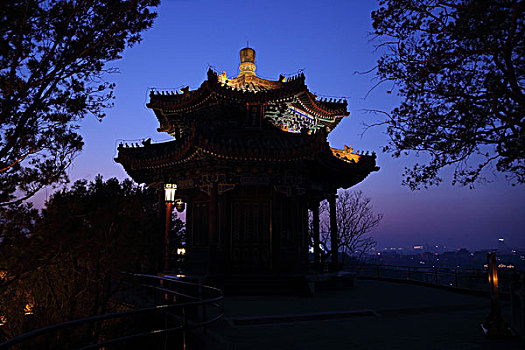 2017年1月31日北京西城区景山公园亭夜景