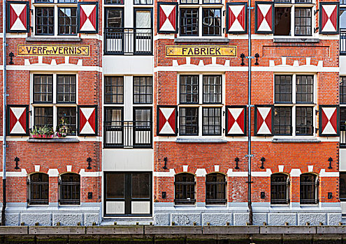 户外,古雅,房子,运河,阿姆斯特丹,荷兰