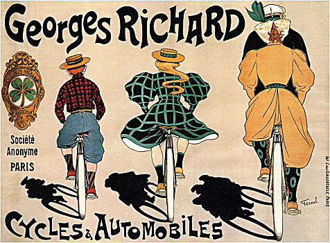 骑自行车,汽车,1896年,艺术家