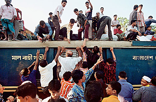 人,攀登,列车,渴望,家,乡村,孟加拉,铁路,特别,火车,巨大,数量,旅行,留白,安静,许多,屋顶