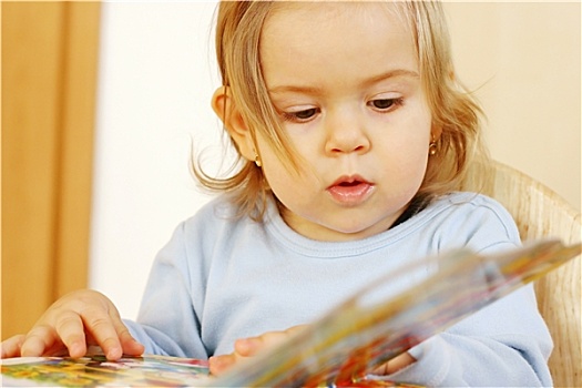 小,婴儿,读,书本