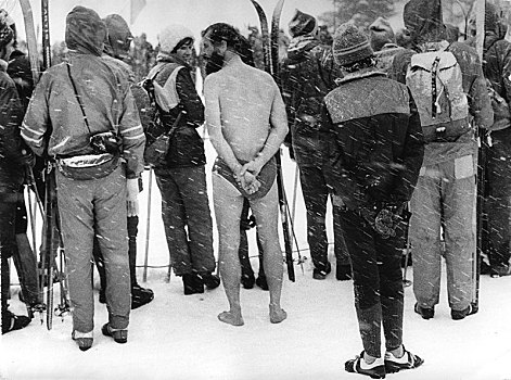 裸露,男人,滑雪,70年代,精准,地点,未知,捷克共和国,欧洲