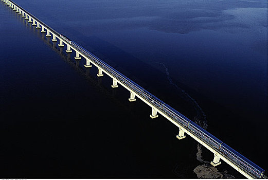 客运列车,桥,俯视,佛罗里达,美国