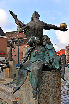 雕塑,艺术家,市场,广场,历史,地区,中间,弗兰克尼亚,巴伐利亚,德国,欧洲