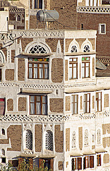 俯拍,住宅建筑,萨那,也门