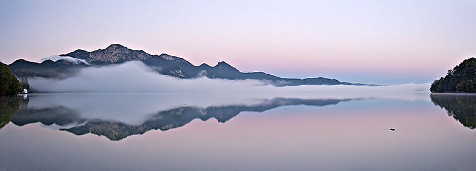 雾,上方,湖,科赫尔湖,看,上巴伐利亚,巴伐利亚,德国