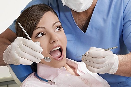 牙医,检查,女人,牙齿