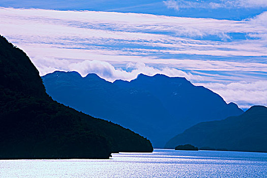 微暗,声音,峡湾国家公园,南岛,新西兰