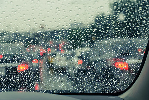 模糊,汽车,风景,湿,风档玻璃,雨天