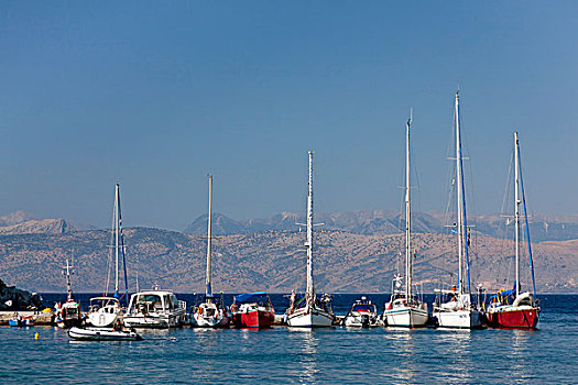 帆船,游艇,港口,卡斯澳皮,北方,东方,科孚岛,爱奥尼亚群岛,希腊,南欧,欧洲