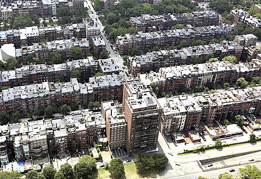 美国,马萨诸塞,波士顿,住宅区,俯视图