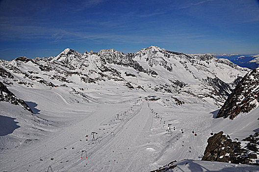 奥地利,提洛尔,冰河,滑雪,区域,冬天,全景